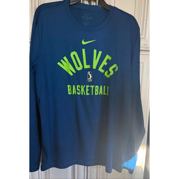 Nike Mens Dri-Fit Iowa Wolves Long Sleeve Basketball Warm Up T-Shirt Blue Large - Picture 3 of 5